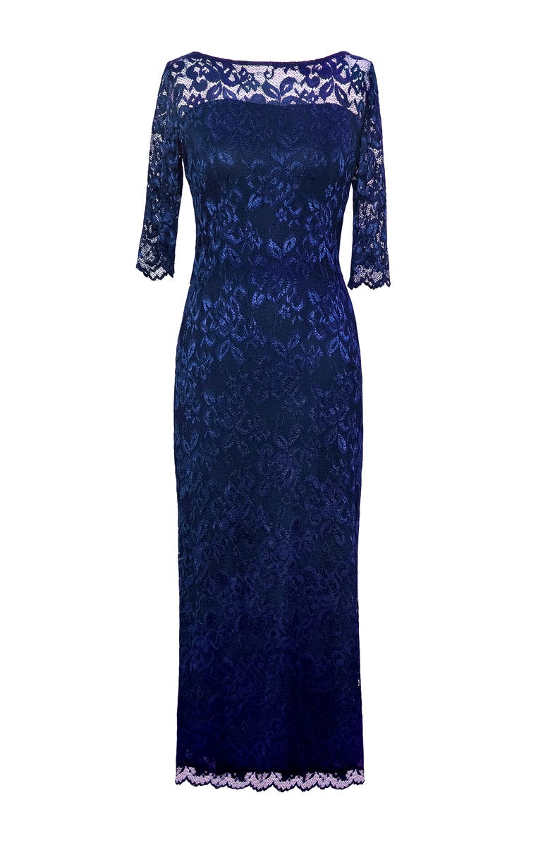 Alie Street London Lila 3/4 Sleeve Lace Maxi Gown, Alternate, color, Navy