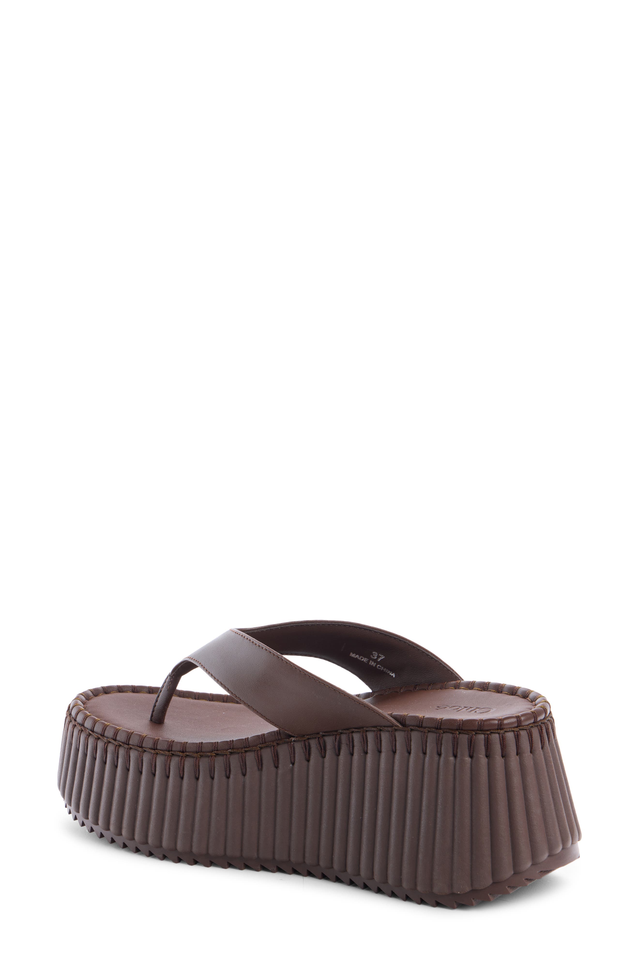 Chloé Nama Platform Wedge Sandal, Alternate, color, 