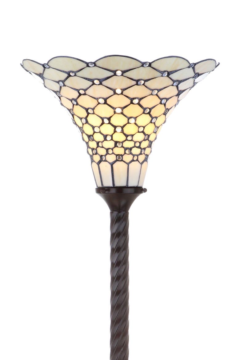 White Tiffany-Style 70" Torchiere LED Floor Lamp, Bronze, Main, color, Bronze