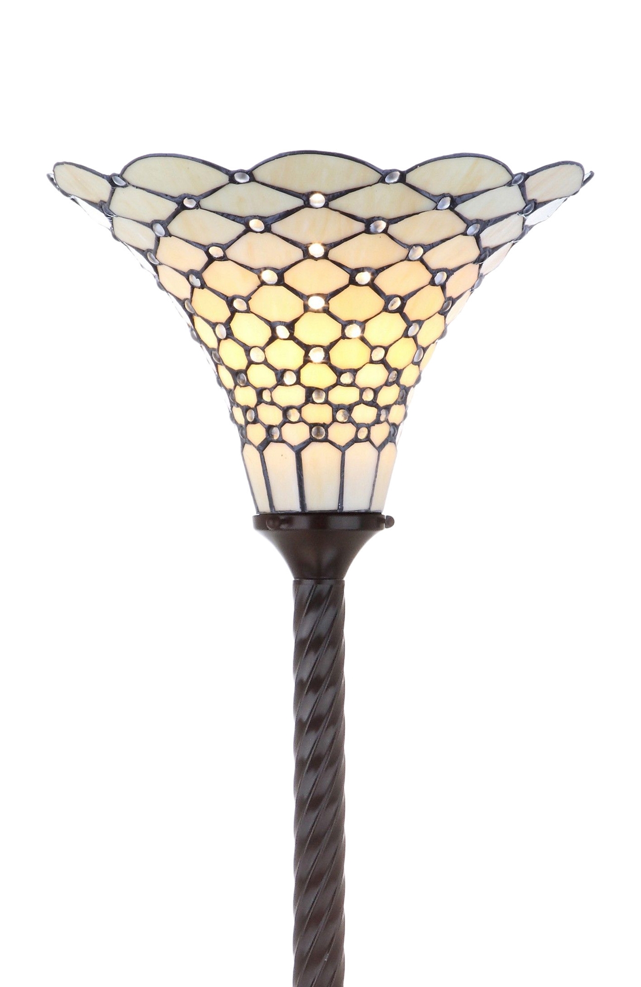 JONATHAN Y White Tiffany-Style 70" Torchiere LED Floor Lamp, Bronze - Bronze