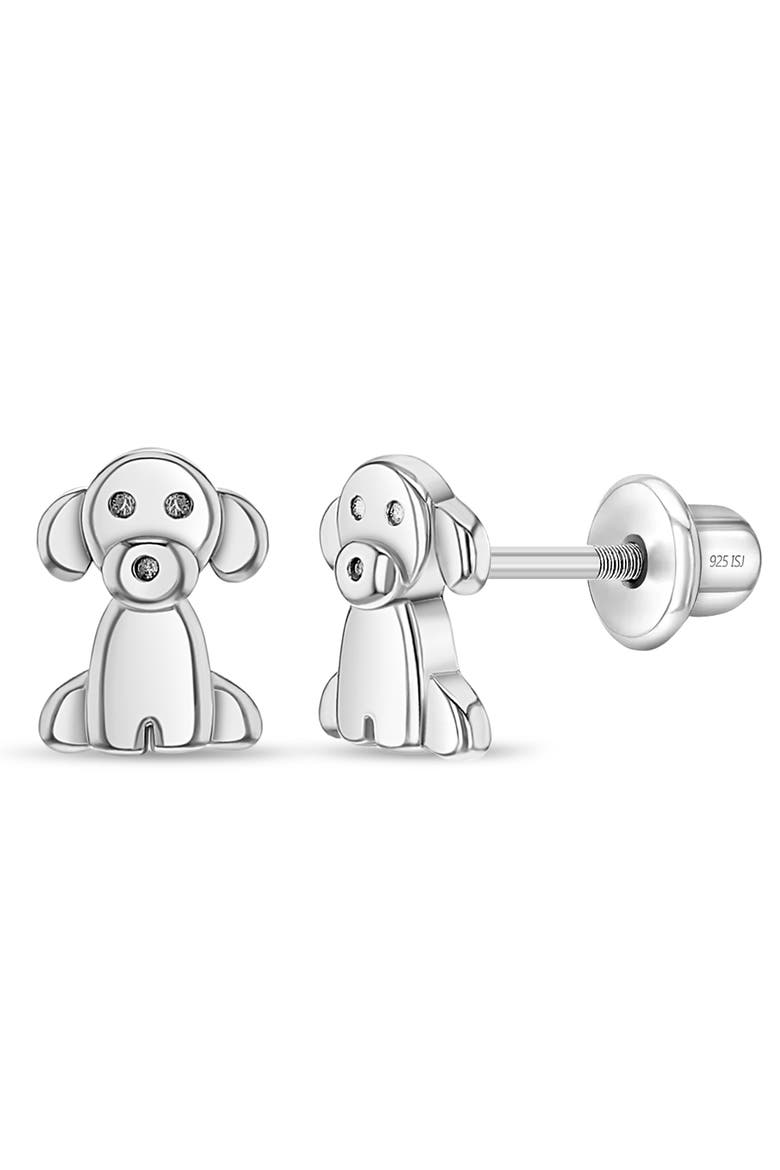 Puppy Dog Earrings, Main, color, Silver