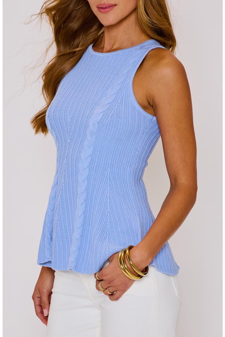 Maggie Sleeveless Peplum Sweater, Alternate, color, BABY BLUE