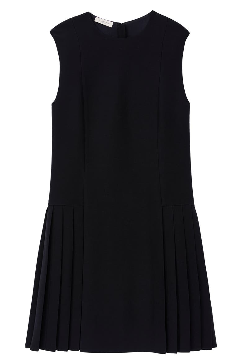 Aarow Pleated Wool & Silk Tunic Dress, Alternate, color, BLACK