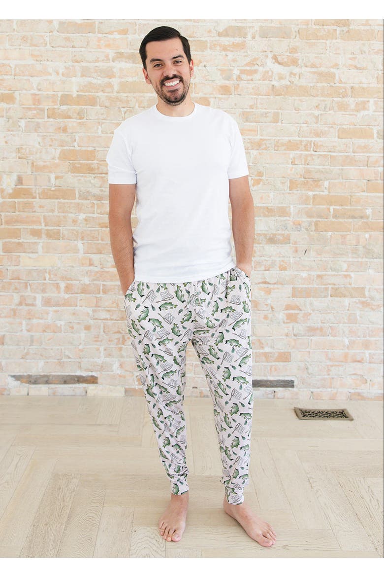 Men's Pajama Joggers, Alternate, color, Green