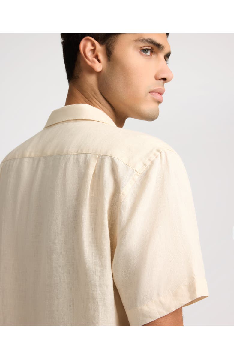 Onia Linen Pintuck Camp Shirt, Alternate, color, Natural