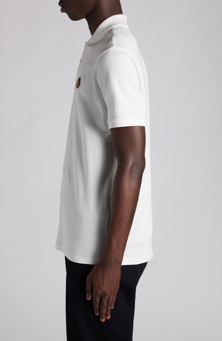 Moncler Logo Patch Cotton Piqué Polo, Alternate, color, Bright White