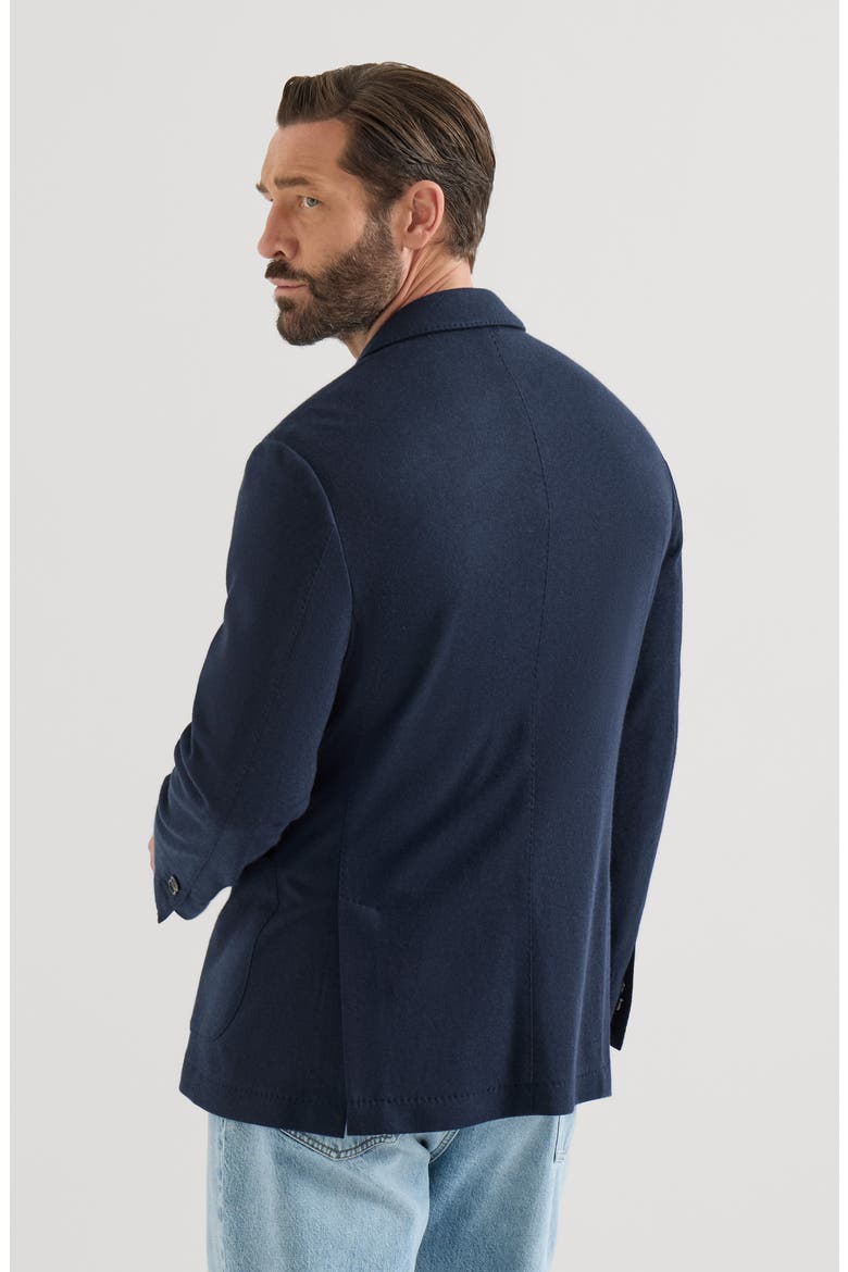 Cashmere jersey blazer with patch pockets, Alternate, color, Cobalt