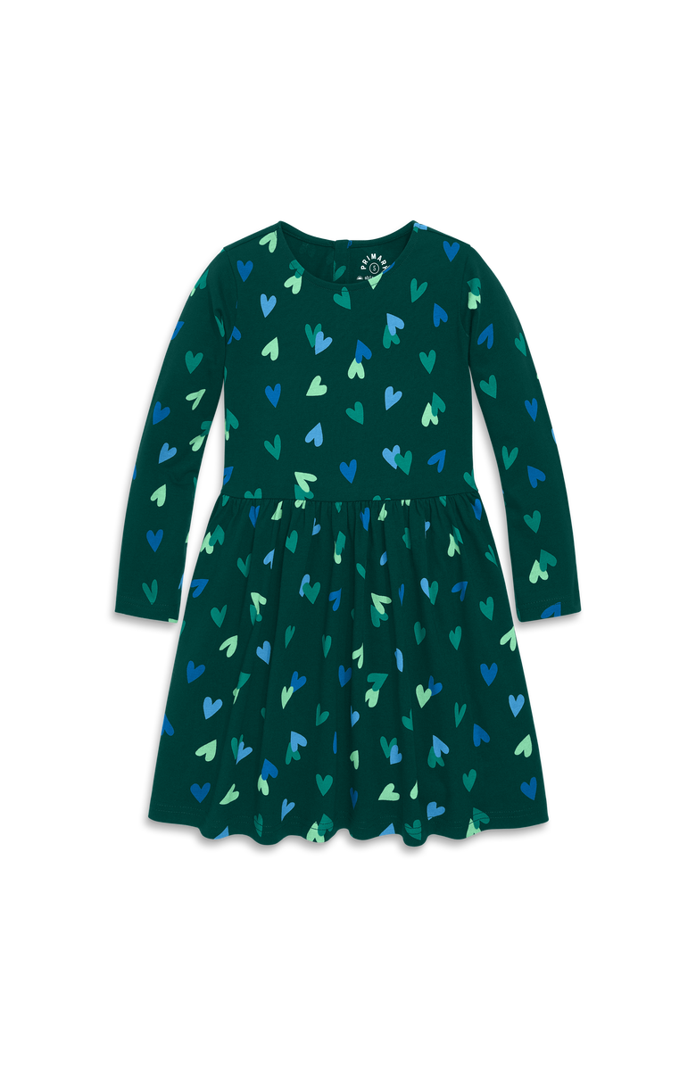 Primary Kids Long Sleeve Perfect Pocket Dress, Main, color, Ivy Confetti Hearts
