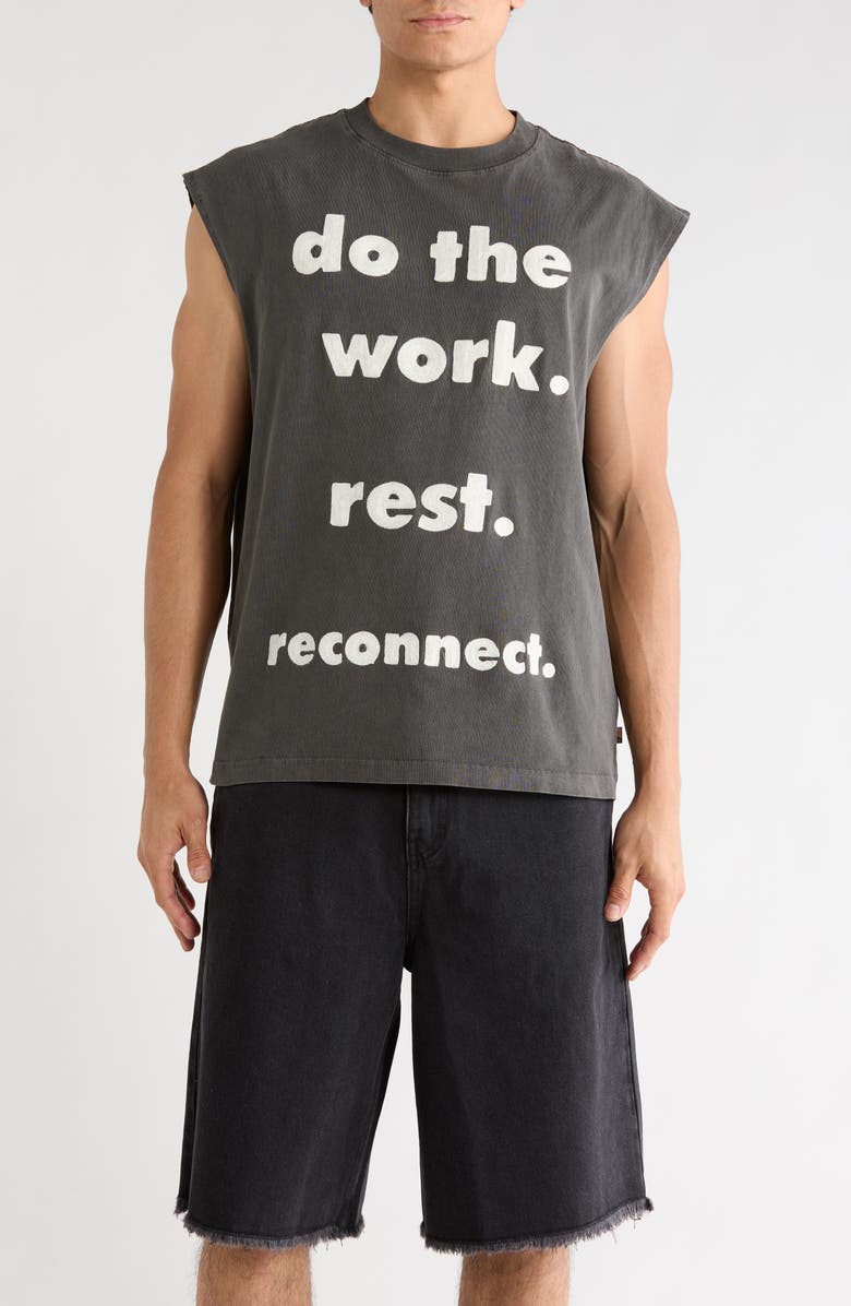 HONOR THE GIFT Do the Work Graphic Cotton Tank, Main, color, Black
