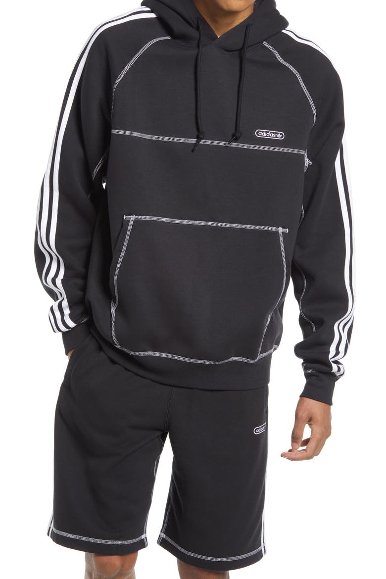 Men's Contrast Stitch Hoodie, Main, color, BLACK