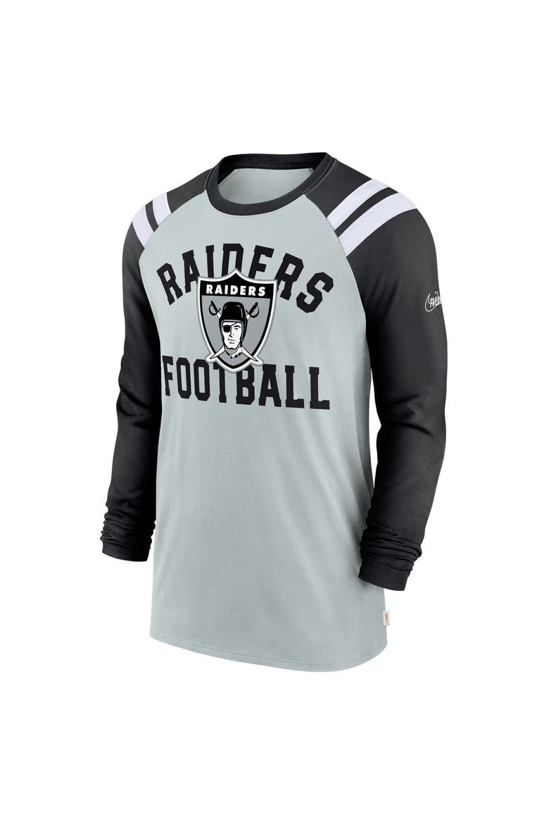 Men's Nike  Silver/Black Las Vegas Raiders Classic Arc Raglan Tri-Blend Long Sleeve T-Shirt, Alternate, color, Silver