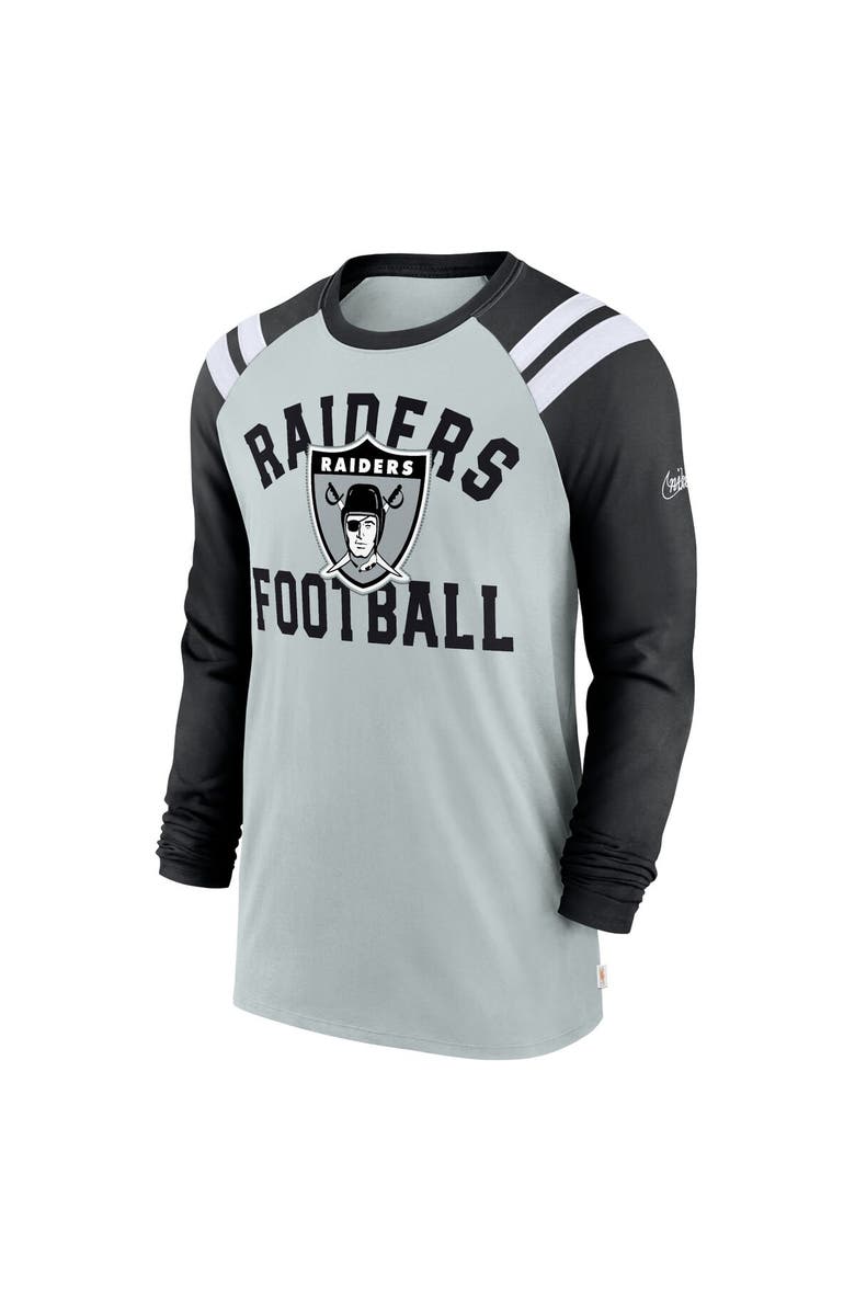 Nike Men's Nike Silver/Black Las Vegas Raiders Classic Arc Raglan Tri-Blend Long Sleeve T-Shirt, Alternate, color, Silver