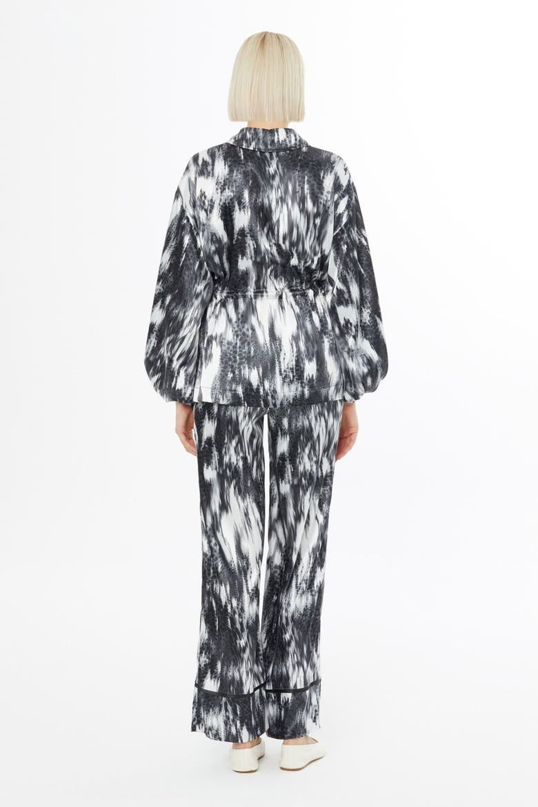 Ruffled Sleeve Printed Loose Fit Grey Set, Alternate, color, Grey