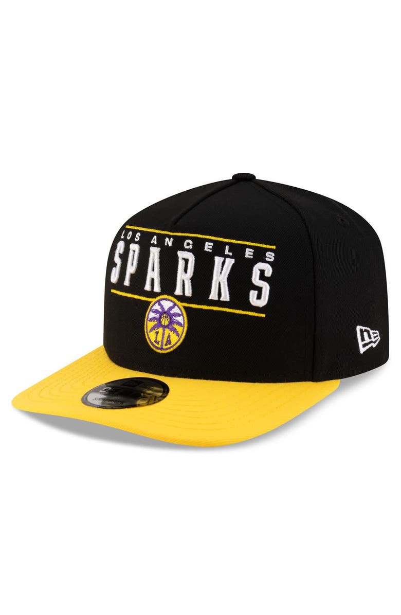 New Era Unisex New Era Black/Gold Los Angeles Sparks 2025 WNBA Draft A-Frame 9FIFTY Snapback Hat, Main, color, 