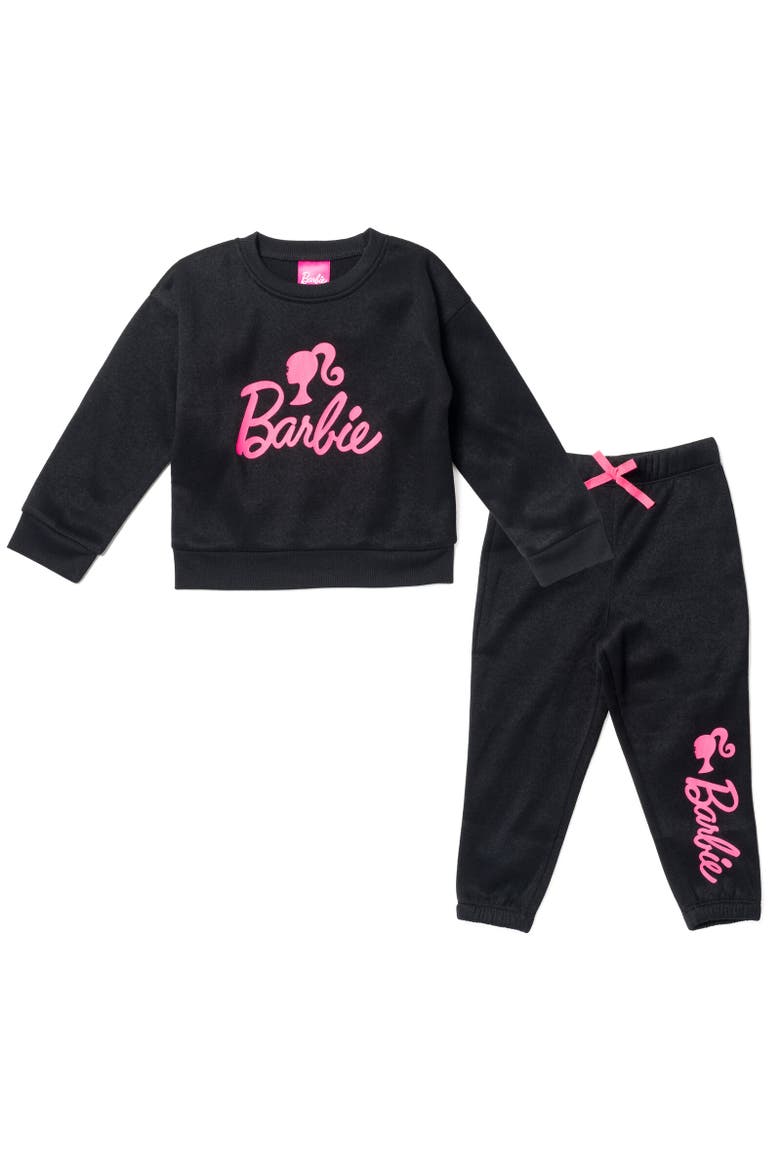 French Terry Sweatshirt & Pants Set, Main, color, Black