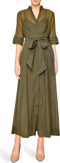 MELLODAY Chiffon Maxi Shirtdress Nordstromrack