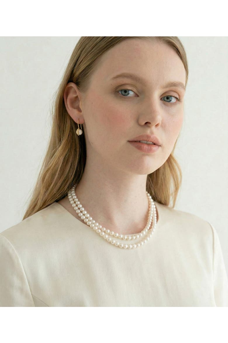 Akoya Pearl Jayne Leaf Earrings, Alternate, color, Yellow Gold