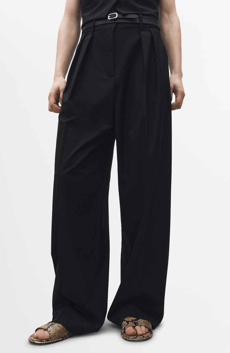 MANGO Pleat Front Wide Leg Suit Pants, Main, color,