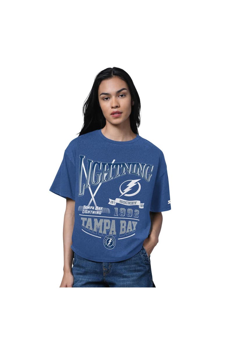 STARTER Women's Starter Heather Blue Tampa Bay Lightning Oversized Hall of Fame T-Shirt, Main, color, Heather Blue