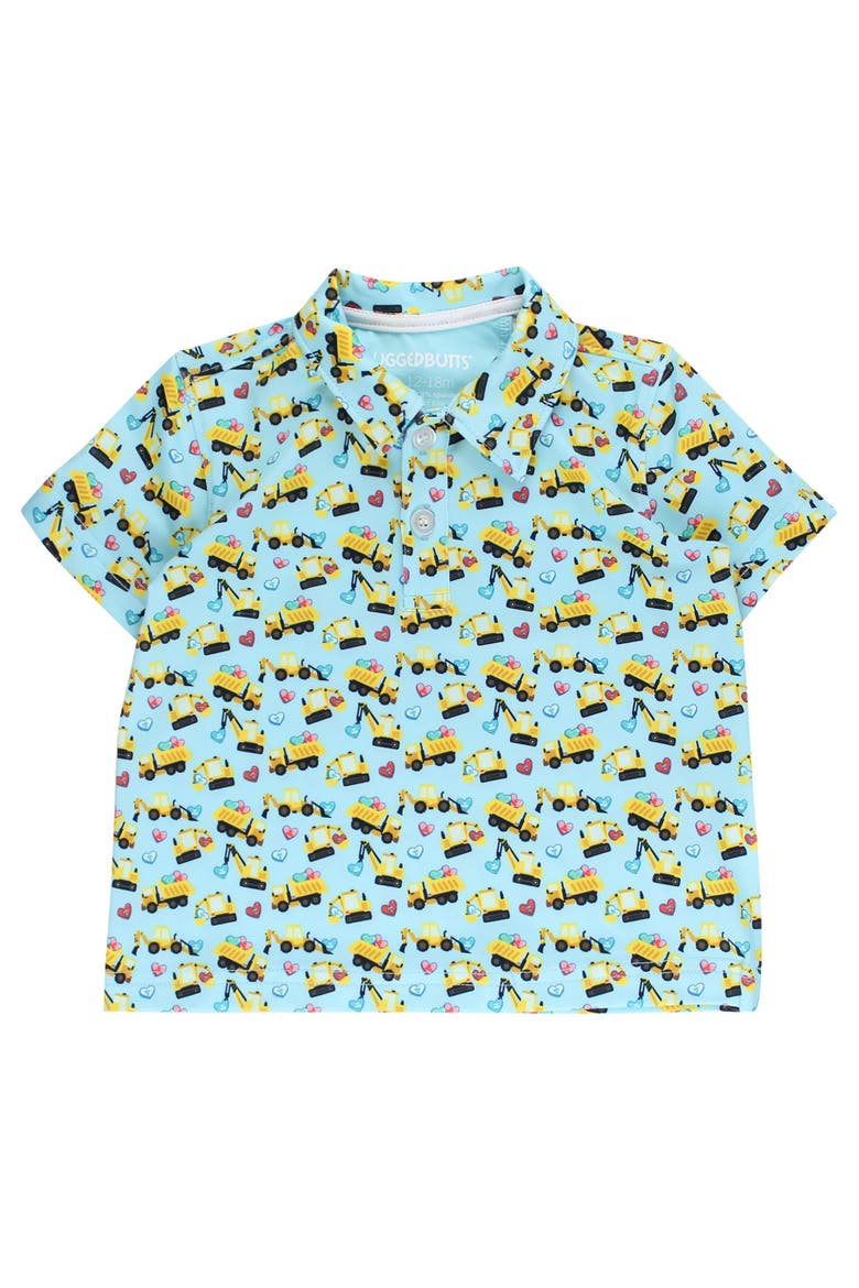 Boys Knit Short Sleeve Performance Polo, Main, color, Tiny Loads of Love