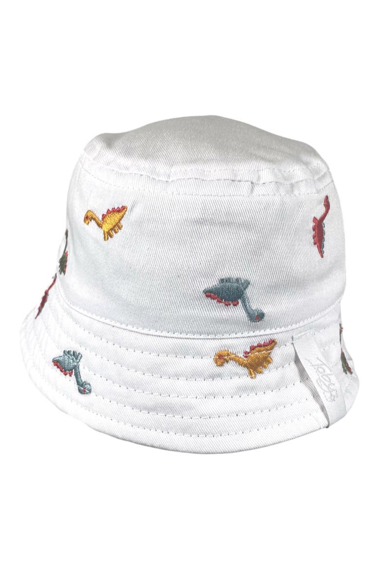 Dinosaur Embroidered Bucket Hat, Main, color, WHITE