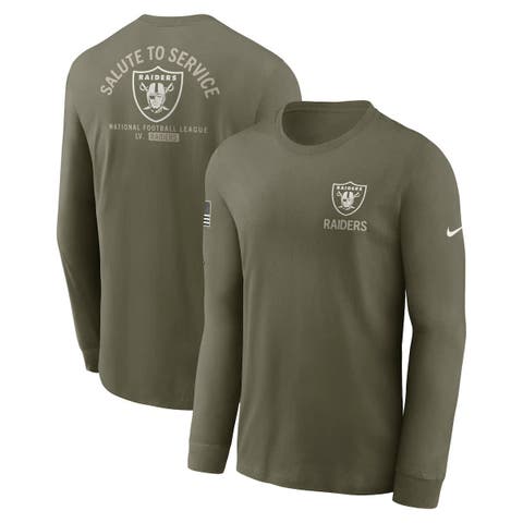 Men's Nike Olive Las Vegas Raiders 2025 Salute to Service Sideline Long Sleeve T-Shirt
