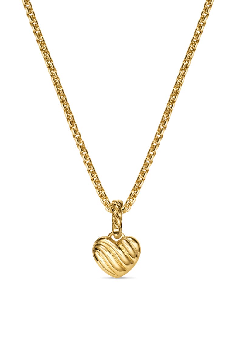 David Yurman Petite Pavé Heart Enhancer in 18K Yellow Gold with Pink Sapphires, 7.4mm, Alternate, color, Pink Sapphire