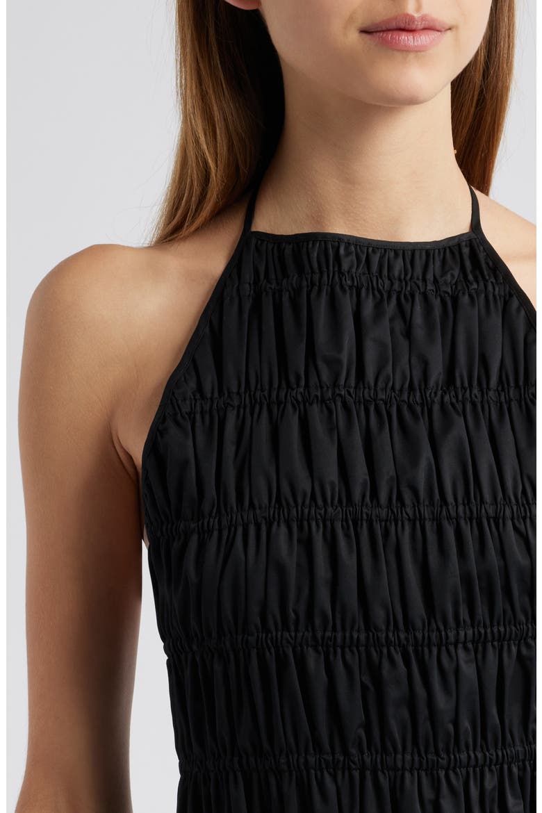 The Meira Halter Neck Cotton Sundress, Alternate, color, NOIR