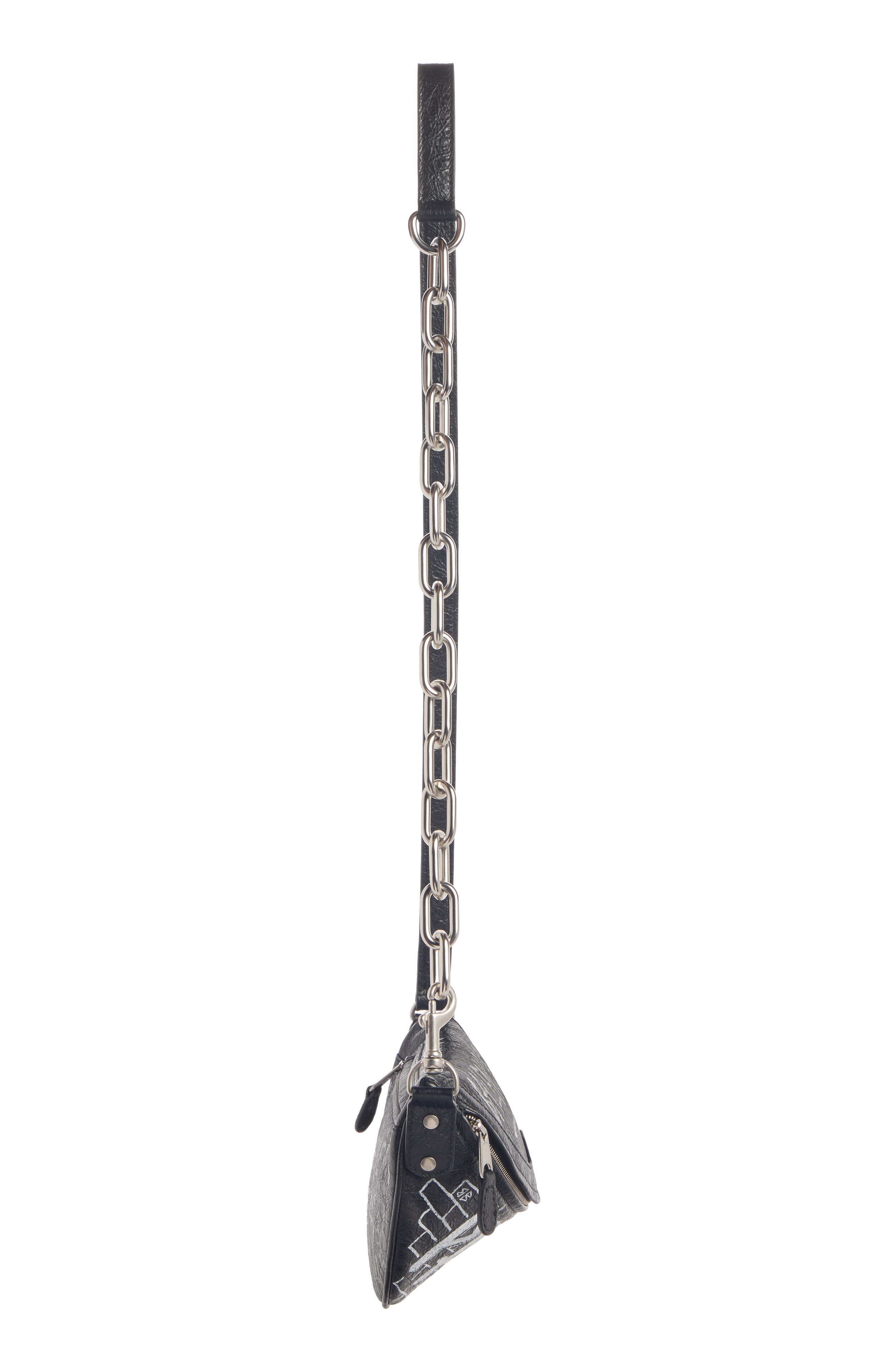 Balenciaga Extra Extra Small Souvenir AJ Logo Leather Belt Bag, Alternate, color, 