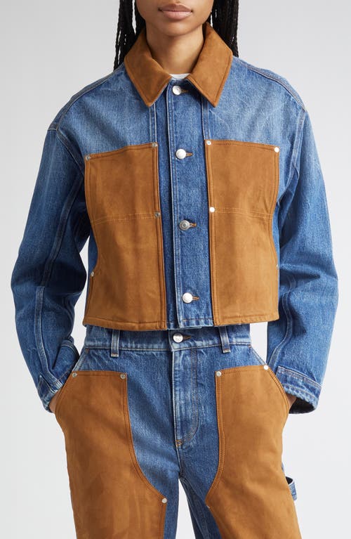 Stella Mccartney Denim & Faux Suede Trucker Jacket In Blue