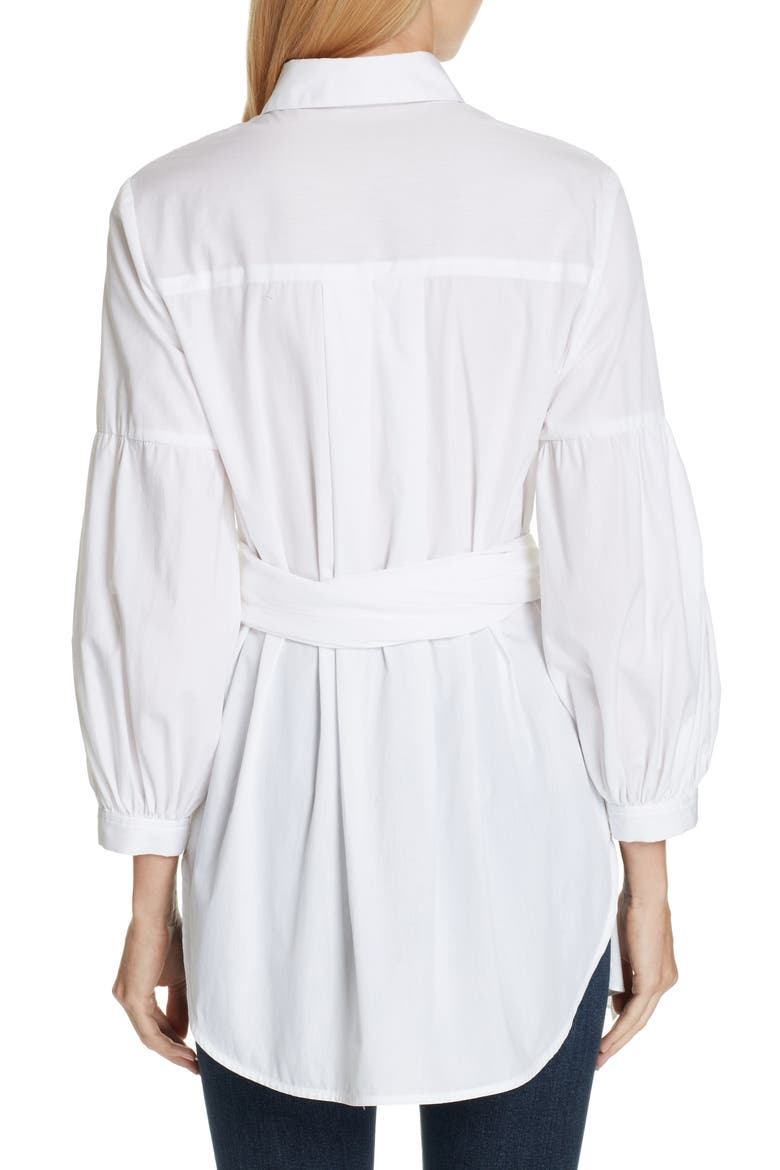 Sinclair Puff Sleeve Wrap Detail Shirt, Alternate, color, WHITE