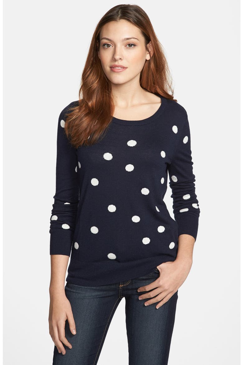 'Dots' Intarsia Sweater, Main, color, NAVY/ IVORY
