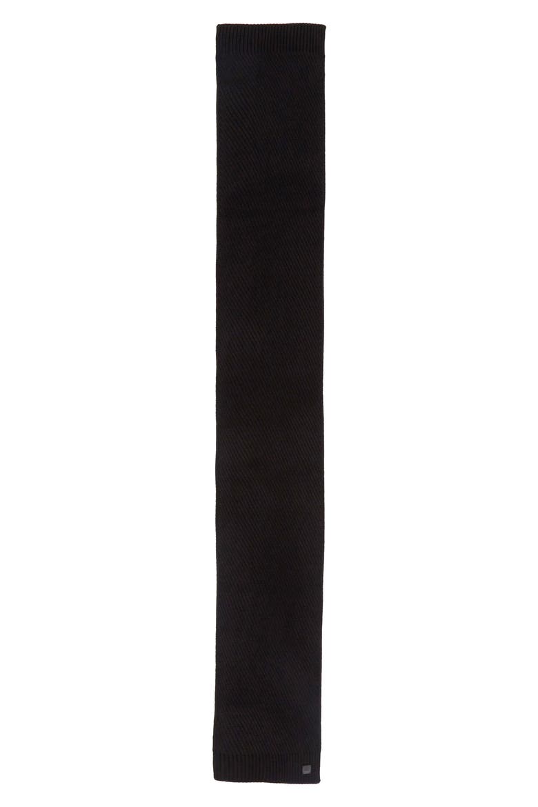 Traveling Rib Knit Scarf, Alternate, color, BLACK