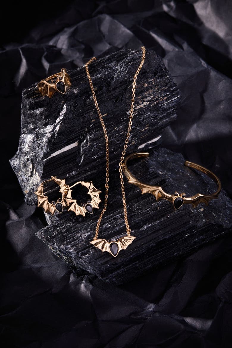 Crystal Bat Cuff, Alternate, color, Gold