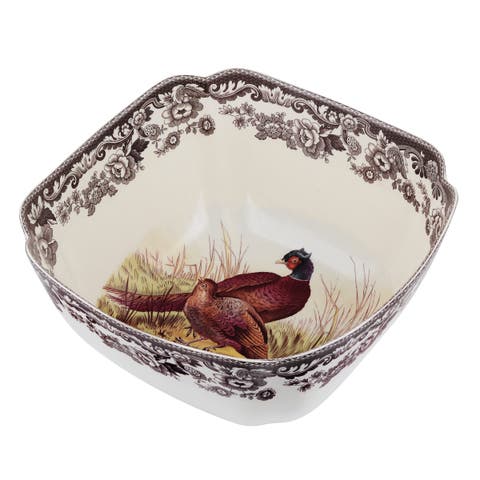Woodland Deep Square Serving Bowl, Pheasant