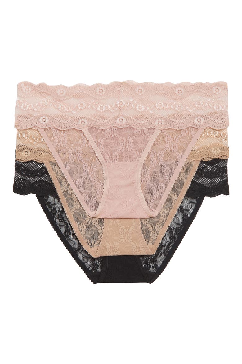 Assorted 3-Pack Lace Kiss Bikinis, Main, color, LACE KISS BASIC 2
