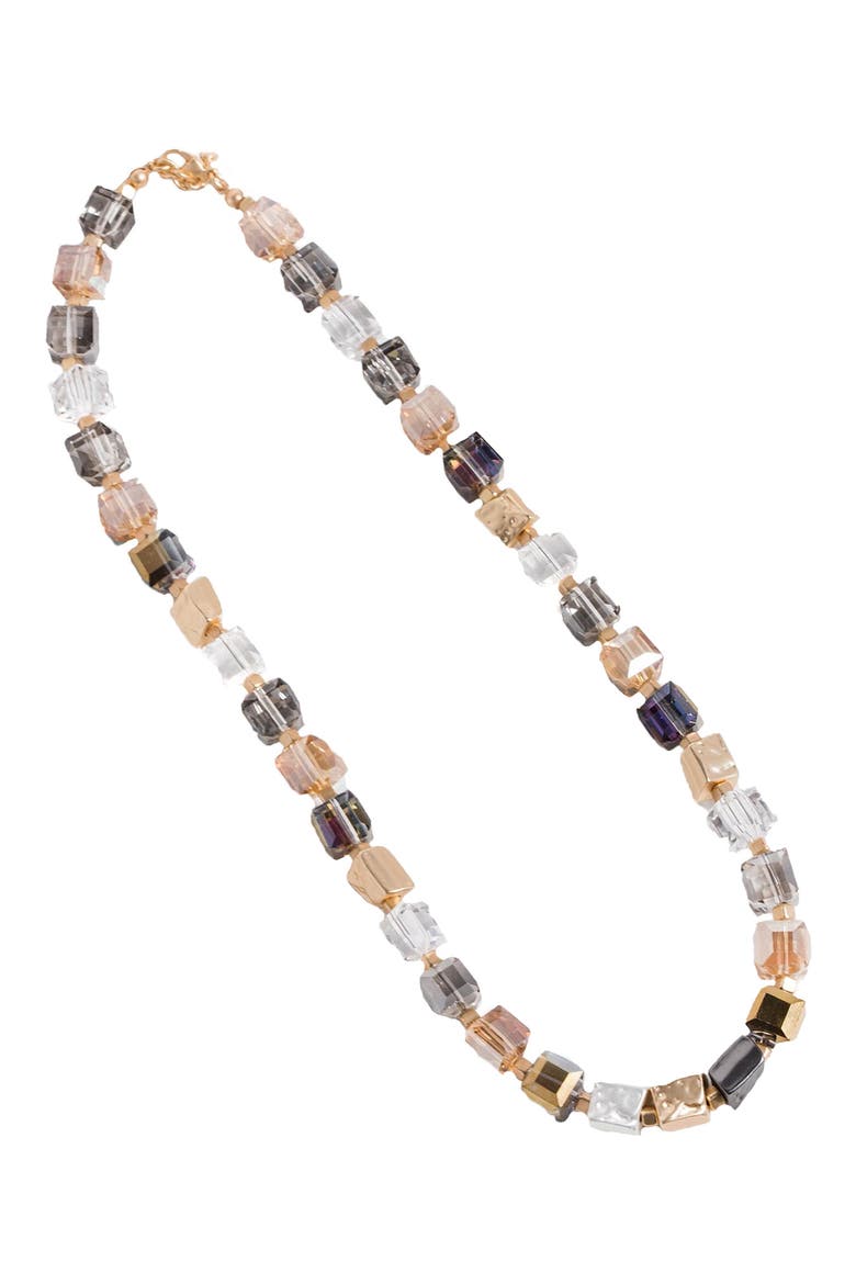 Faceted Beaded & Stone Necklace, Alternate, color, GOLD