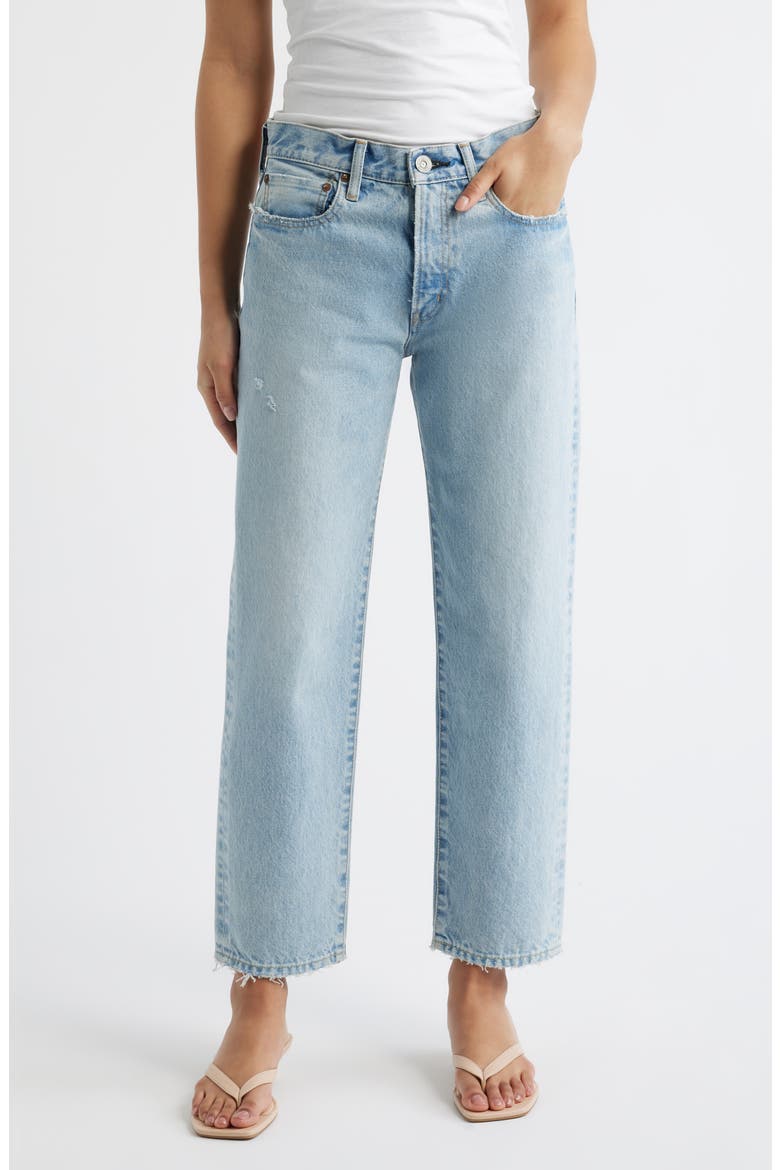 Elko Distressed Straight Leg Jeans, Main, color, LIGHT BLUE