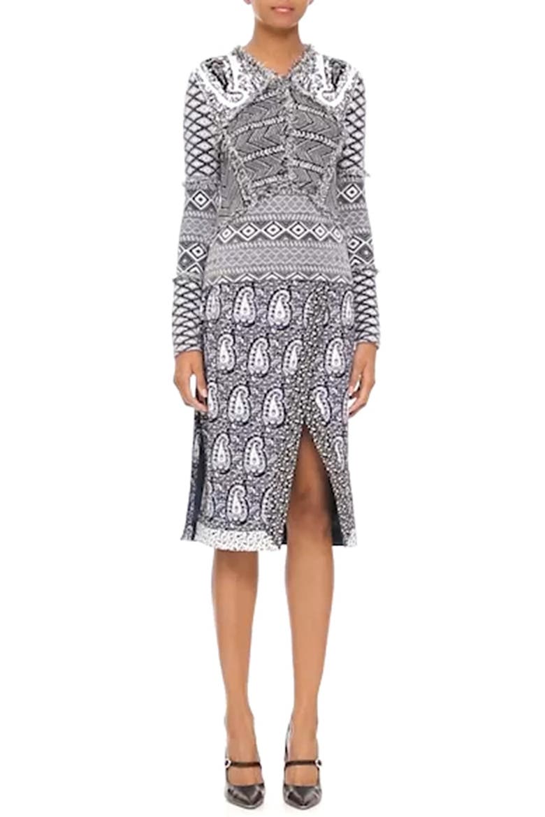 'Jude' Paisley Faux Wrap Skirt, Alternate, color, NAVY