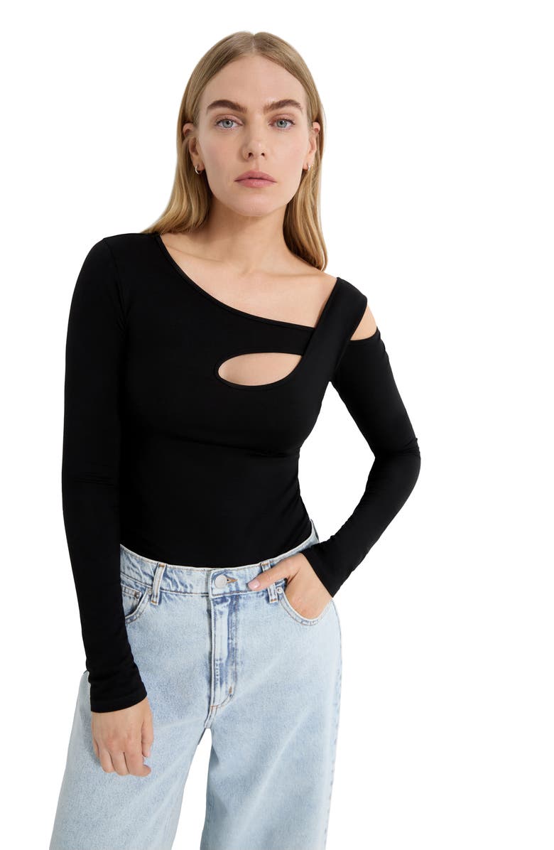 Marcella Lotte Cutout Detail Long Sleeve Top, Alternate, color, Black