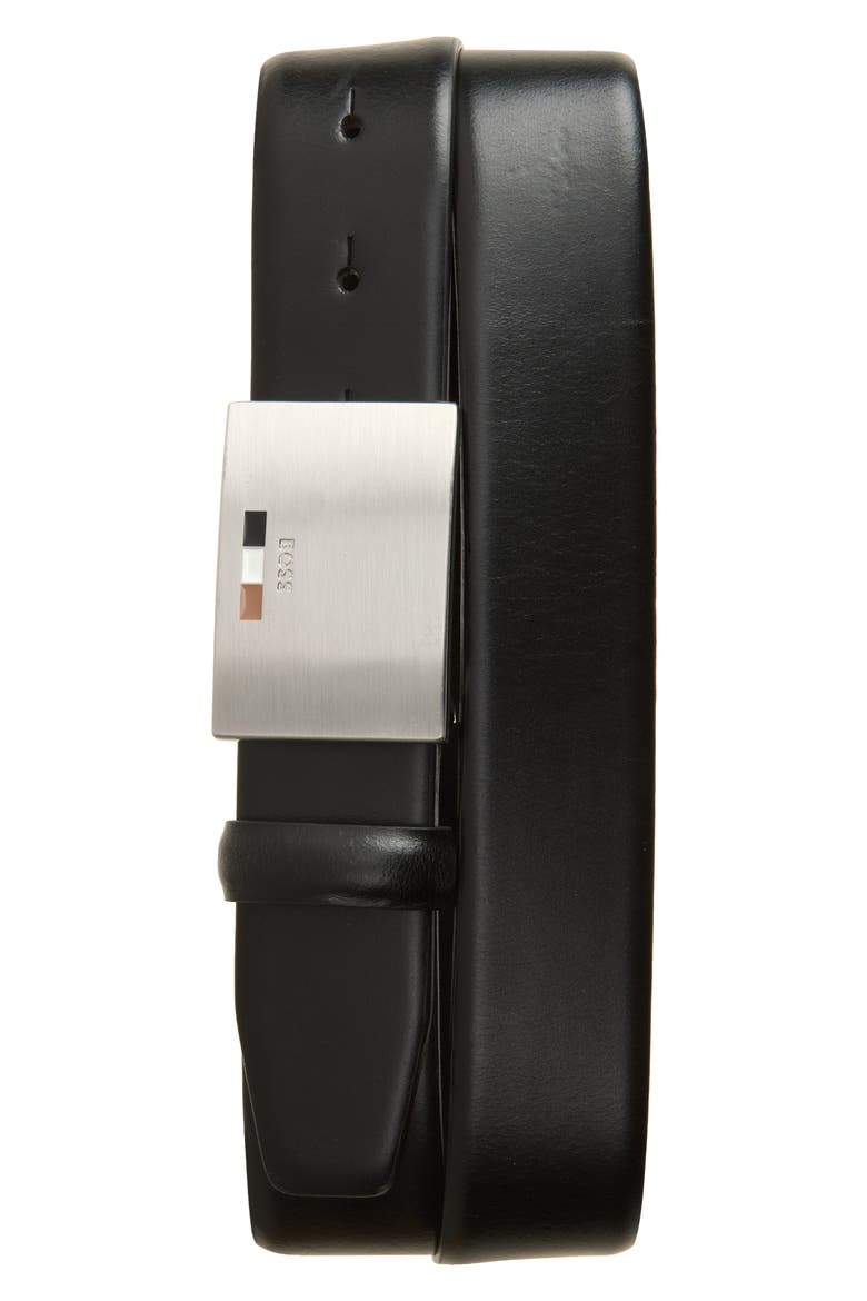 Strom Icon Plaque Buckle Belt, Main, color, BLACK