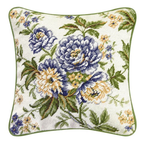 Blue Brianna Needlepoint Accent Pillow