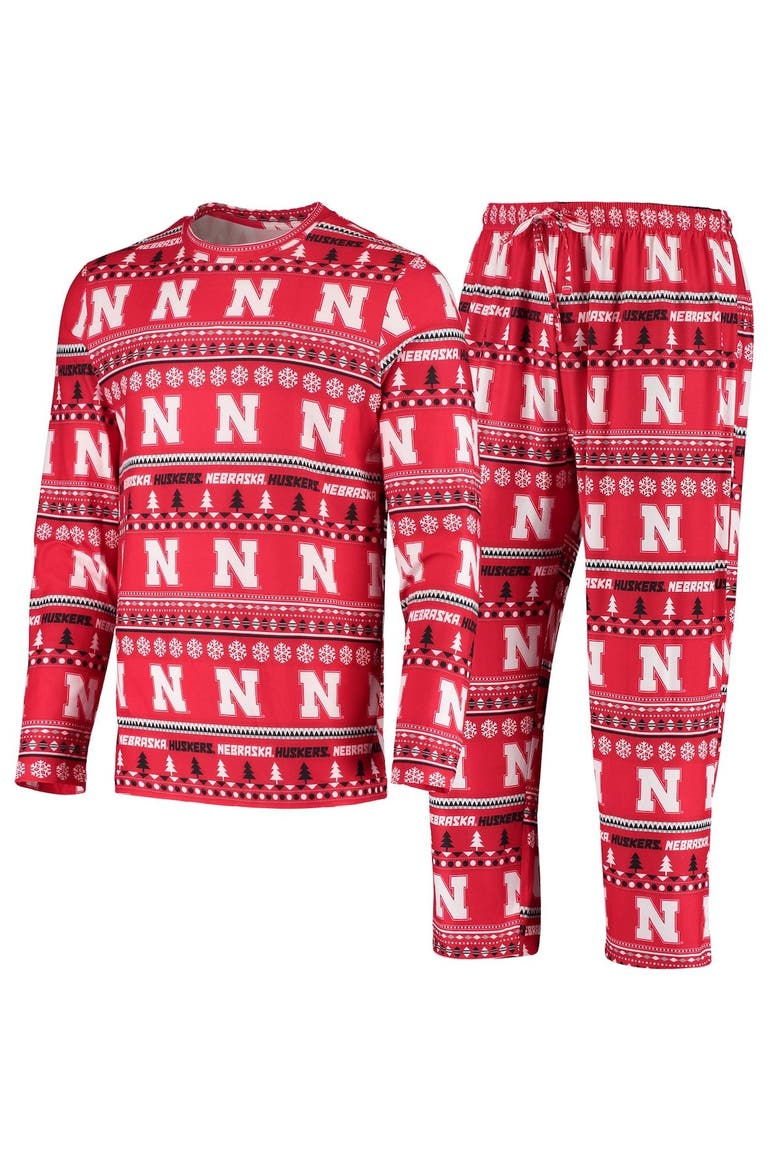 Men's Concepts Sport Scarlet Nebraska Huskers Ugly Sweater Knit Long Sleeve Top and Pant Set, Alternate, color, Scarlet