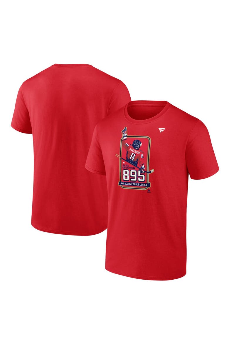 Men's Fanatics Alexander Ovechkin Athletic Red Washington Capitals NHL All-Time Leading Goal Scorer Locker Room T-Shirt, Main, color, Athletic Red