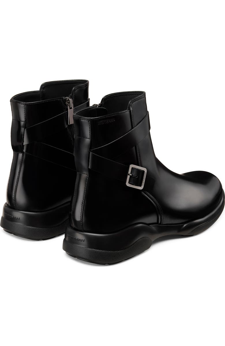 Stuart Weitzman Crew Buckle Boot, Alternate, color, Black