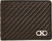 FERRAGAMO Gancio Woven Leather Bifold Wallet