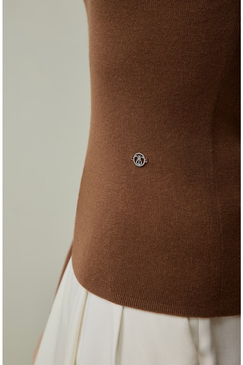 Silk-Cashmere Polo, Alternate, color, Henna