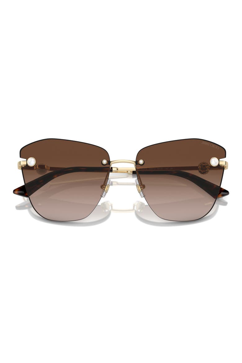 59mm Gradient Butterfly Sunglasses, Alternate, color, PALE GOLD / GRADIENT BROWN