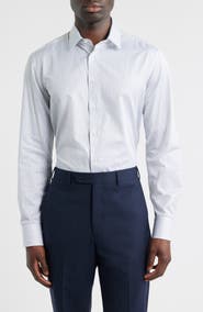 Canali Regular Fit Stripe Non-Iron Cotton Dress Shirt