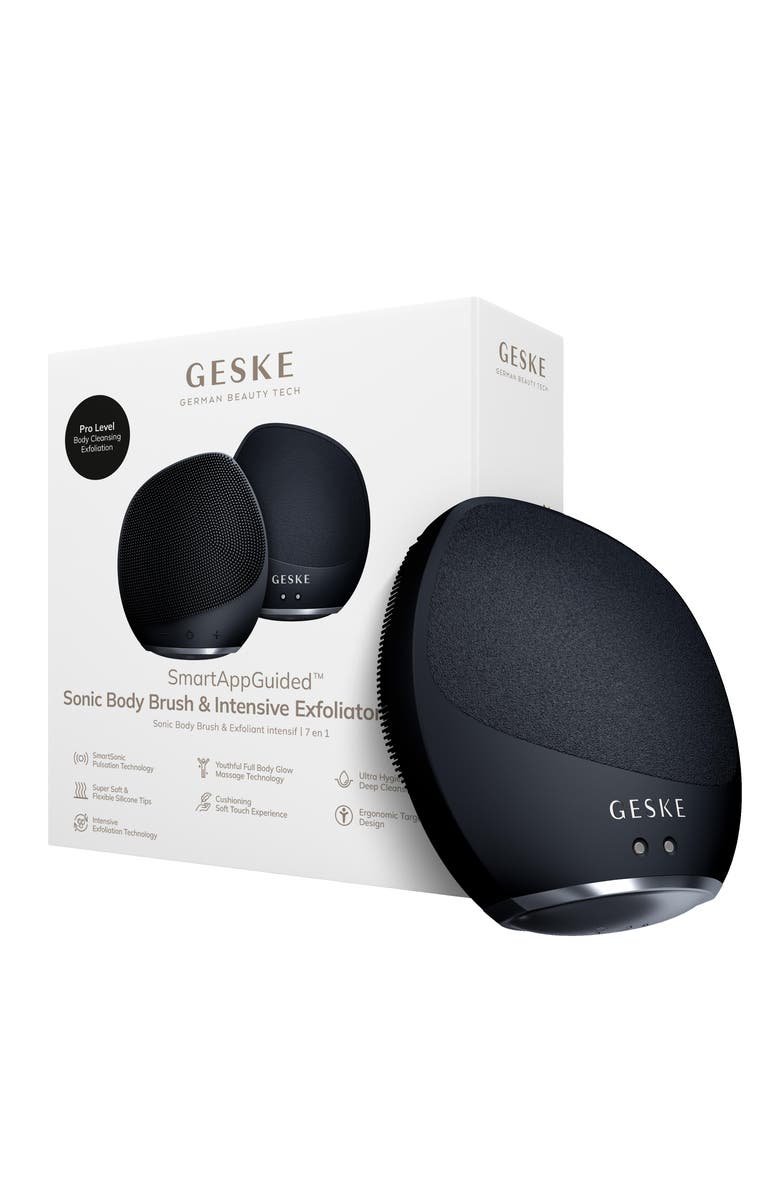 GESKE SmartAppGuided Sonic Body Brush & Intensive Exfoliator | 7 in 1, Main, color, Black
